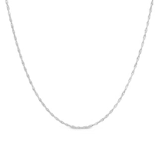 1pc 925 Sterling Silver Singapore Link Chain Necklace, Tarnish Resistant Rhodium Plated, 1.2mm, Length Selections: 16/18/20/22/24/26/28 Inch