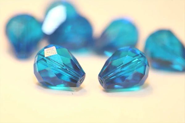24pcs Adabele Austrian Faceted Teardrop Crystal Beads #5500, Capri Blue, 8mm x 6mm, Hole ID 1mm, SST-825