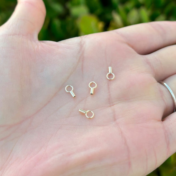 10pcs Real 1/20 14K Gold Filled Crimp Cord End Caps, Closed Ring, Hole ID 1mm, JK4-D1