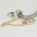 1pc Real Yellow Gold Plated Sterling Silver Safety Chain Lock Clip Rubber Charm Holder Bead Stopper, Compatible with Pandora All Other 3mm Charm Bracelet, EC28-A2