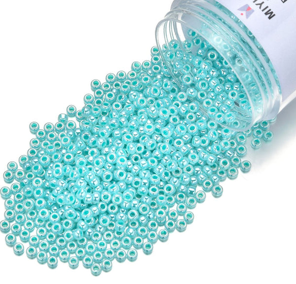 25g Miyuki Rocaille 8/0 Round Seed Beads Opaque Aqua Green Alabaster RR-536