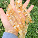 Natural Citrine Yellow Crystal Gemstone Flat Coin Chip Beads, Irregular, 7mm-10mm, Hole ID 1mm, 15 Inch/1 Strand, GZ7-4