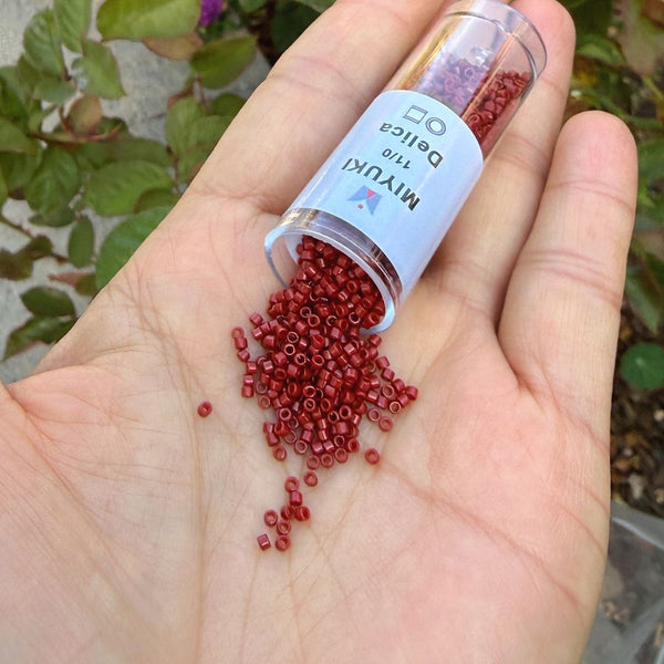 7.5g Miyuki Delica 11/0 Seed Beads, Duracoat Opaque Dyed Jujube DB2119