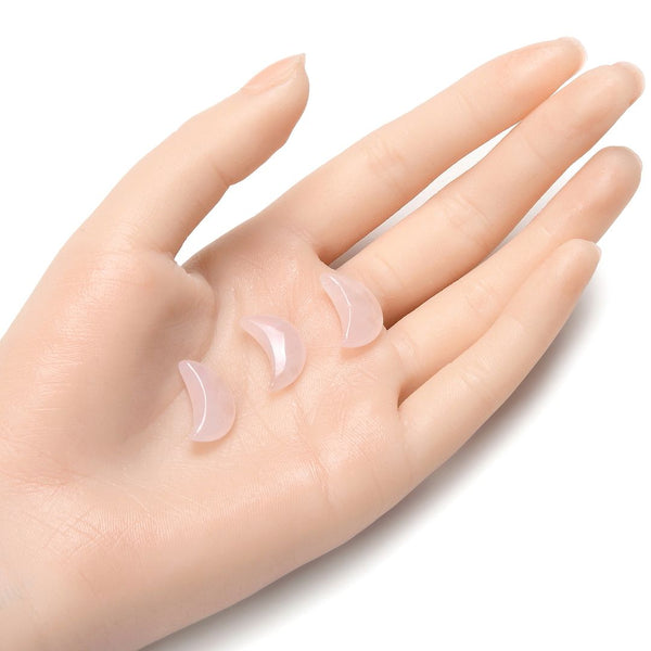 4pcs Natural Pink Rose Quartz Hand Carved Moon Gemstone, 18mm Loose Cut Stones, G3P-A3