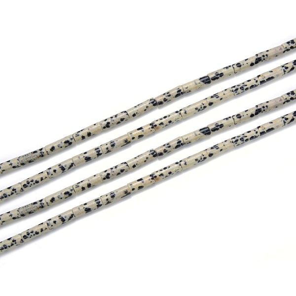 Natural Dalmatian Jasper Gemstone Cylinder Tube Beads, 13x4mm, Hole ID 1mm, 14.5 Inch/1 Strand, GH-H3
