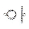 Adabele 20 Sets Flower Toggle Clasp, T-Bar Jewelry Closure, 14mm (0.55 Inch), Antique Silver, MC-AF12