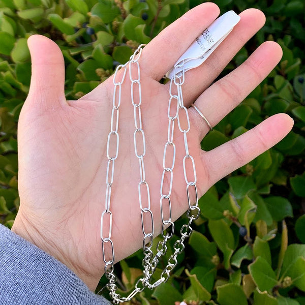 1pc 925 Sterling Silver Paperclip Cable Link Chain Necklace, Tarnish Resistant Rhodium Plated, 6.2mm, Large Thick Strong, Length Selections: 18/20/22/24/26 inch