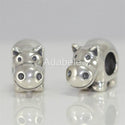 1pc Cute Solid 925 Sterling Silver Happy Hippo Charm Hippopotamus Bead Fits Pandora All Charm Bracelets EC2-N1