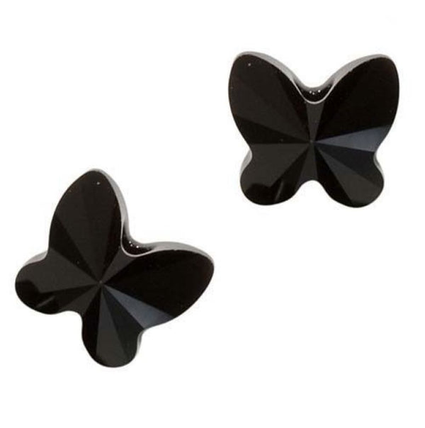 20pcs Creative Club Butterfly Crystal Glass Beads #5754, Center Drilled, Jet Black, 10mm, Hole ID 1mm, CCBF-23