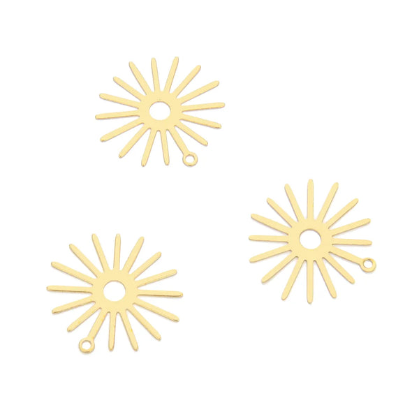 20pcs Raw Brass Sun Pendant Drops, 27mm, Unplated/Uncoated, CX-C9