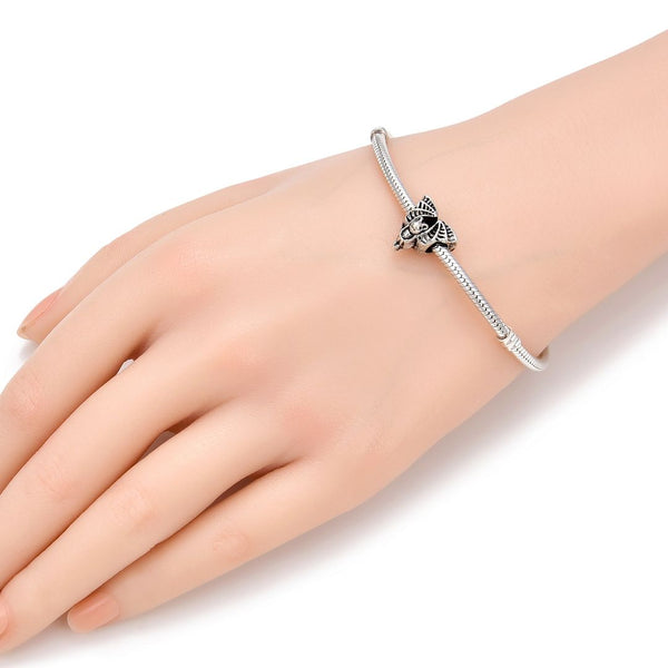 20pcs Cute Bat Large Hole Beads, Hole ID 4.5mm, Antique Silver, Zinc Alloy Metal, MEC-A1