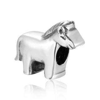 Cute Solid 925 Sterling Silver Horse Charm Good Luck Bead, Compatible with Pandora All Other...