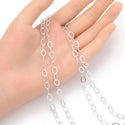 5 Feet 925 Sterling Silver Unfinished Flat Oval Cable Chain Links, 5.2mm, Large Thick, SSK-S1