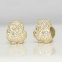 1pc Cute Gold Plated Sterling Silver Owl King Charm Bird Animal Bead, Compatible with Pandora All Other Charm Bracelets, EC2-K2G
