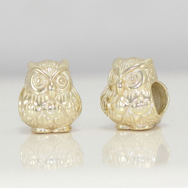 1pc Cute Gold Plated Sterling Silver Owl King Charm Bird Animal Bead, Compatible with Pandora All Other Charm Bracelets, EC2-K2G