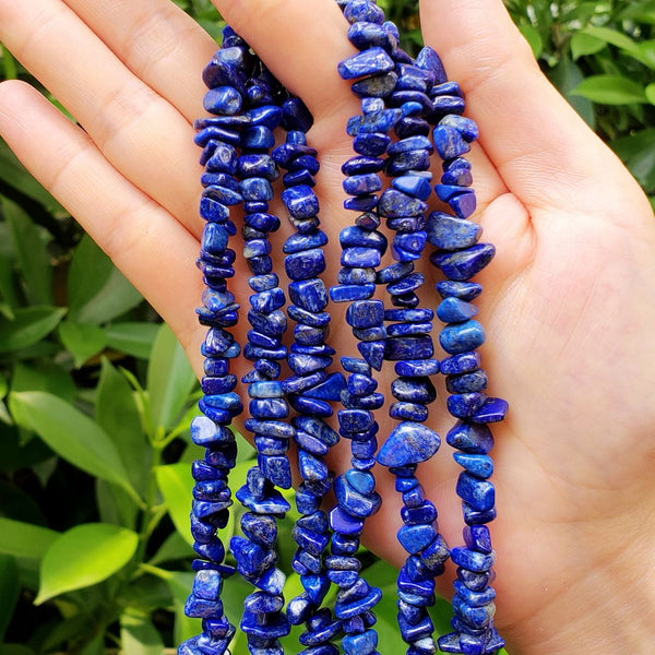 Natural Lapis Lazuli Gemstones Chip Beads, Free Form, 5mm-8mm, Hole ID 1mm, 1 Strand/31 Inch, GZ1-19