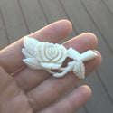1pc Beautiful Lovely Rose Hand Carved White Buffalo Bone Drop Pendant, Symbol of Strength Prosperity Pendant, with Sterling Silver Bail, 2.24 Inch, BP-46