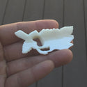 1pc Beautiful Lovely Rose Hand Carved White Buffalo Bone Drop Pendant, Symbol of Strength Prosperity Pendant, with Sterling Silver Bail, 2.24 Inch, BP-46