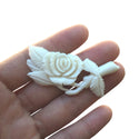 1pc Beautiful Lovely Rose Hand Carved White Buffalo Bone Drop Pendant, Symbol of Strength Prosperity Pendant, with Sterling Silver Bail, 2.24 Inch, BP-46