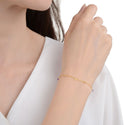 1pc 925 Sterling Silver 2.5mm Bead Station Cable Chain Bracelet with CZ Gemstone Drops, Real 18K Yellow Gold Plated, Length Selections: 7 inch/7.5 inch