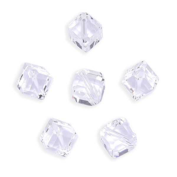 25pcs Adabele Austrian Faceted Diagonal Cube Crystal Beads #5600, Crystal Clear, 7mm, Hole ID 1.1mm, SSD-701