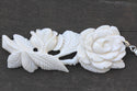 1pc Beautiful Lovely Flower Bouquet Hand Carved White Buffalo Bone Drop Pendant, Symbol of Strength Prosperity Pendant, with Sterling Silver Bail, 2.7 Inch, BP-47