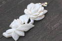 1pc Beautiful Lovely Flower Bouquet Hand Carved White Buffalo Bone Drop Pendant, Symbol of Strength Prosperity Pendant, with Sterling Silver Bail, 2.7 Inch, BP-47