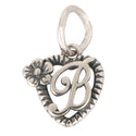 Solid Sterling Silver Letter B Initial Flower Heart Alphabet Name Charm, Compatible with Pandora...