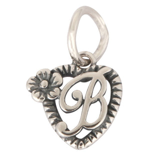 Solid Sterling Silver Letter B Initial Flower Heart Alphabet Name Charm, Compatible with Pandora...