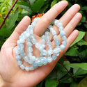 1 Strand Stretch Natural Blue Aquamarine Free Form Gemstone Bracelet, 7-10mm Beads, Length Selections: 7 inch/7.5 inch