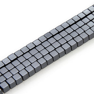 Grade A Natural Black Hematite Gemstone Cube Beads, 2 strands/190pcs Beads, 4mm/Small Tiny, Hole ID 1mm, GFC-K1