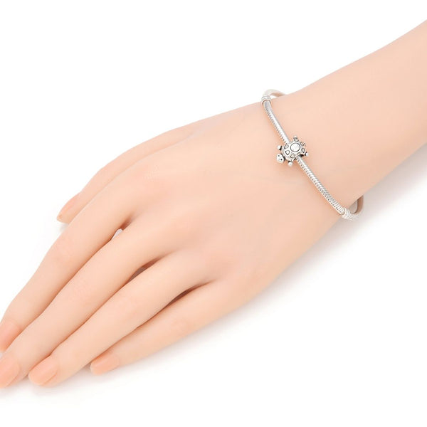 20pcs Turtle Symbol of Longivity Large Hole Beads, Hole ID 4.5mm, Antique Silver, Zinc Alloy Metal, MEC-A7