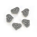 20pcs Flower Vine Symbol of Strength Heart Charms, 24.7mm Large Double Sided Heart Drop Pendants, Antique Silver, MC-D12