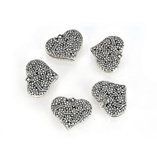20pcs Flower Vine Symbol of Strength Heart Charms, 24.7mm Large Double Sided Heart Drop Pendants, Antique Silver, MC-D12