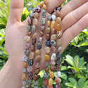 Natural Ocean Jasper Gemstone Oval Tumbled Pebble Beads, Irregular, 7mm to 10mm, Hole ID 1mm, 15 Inch/1 Strand, GZ12-41
