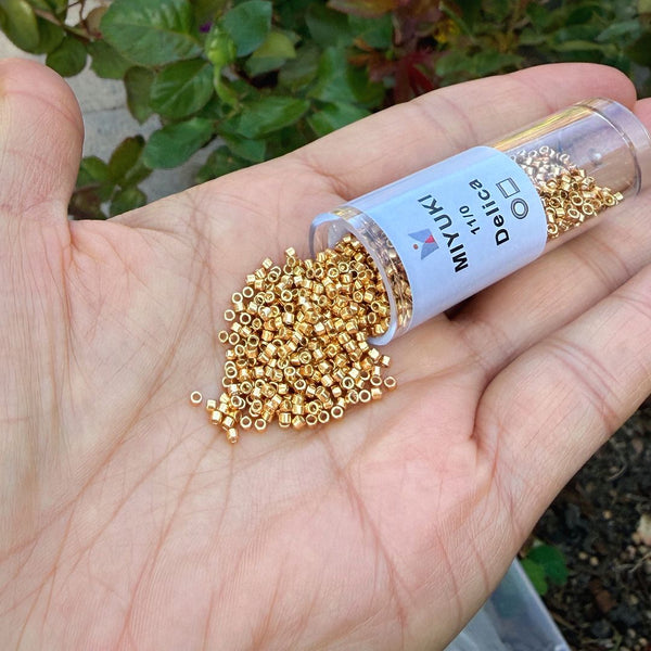 7.5g Miyuki Delica 11/0 Seed Beads, Duracoat Galvanized Yellow Gold DB1833