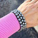 1 Strand Stretch Natural Black Hematite Beaded Gemstone Bracelet, 8mm Bead, Length Selections: 7 inch/7.5 inch/8 inch/8.5 inch