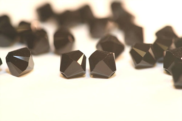 50pcs Preciosa Faceted Bicone Crystal Beads, Jet Black, 6mm, Hole ID 1mm, Pre-B623