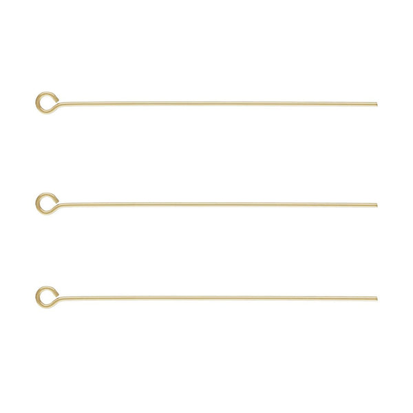 20pcs Real 1/20 14K Gold Filled Eye Pins Eyepin, 24 Gauge/0.5mm, Length Selections: 1 inch/1.5 inch/2 inch