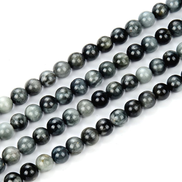 Natural Eagle Hawk's Eye Quartz Gemstone Round Beads, 15 Inch/1 Strand, Size Selections: 6mm/8mm/10mm