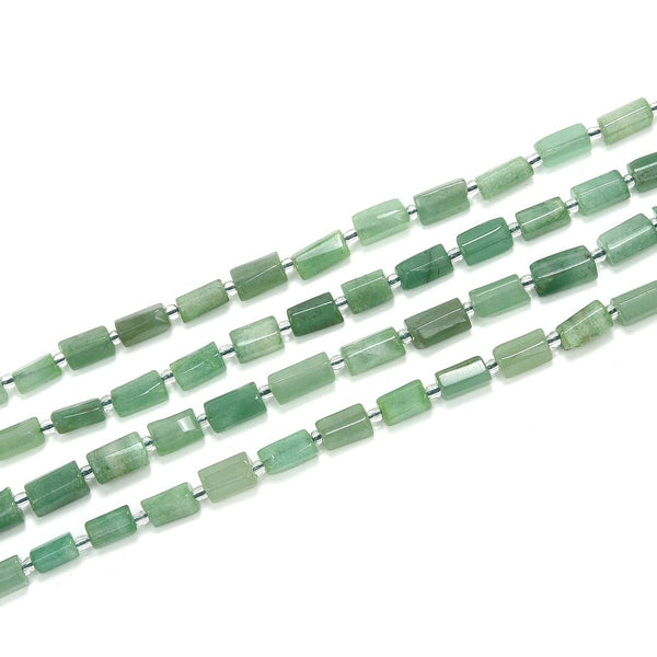 Natural Green Aventurine Gemstone Faceted Tube Beads, 12x7mm, Hole ID 1mm, 15 Inch/1 Strand, GZ8-1
