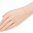 1pc 925 Sterling Silver Cable Chain Bracelet, with 6mm Heart Charm Drops, Tarnish Resistant White Gold Plated, Length Selections: 7 inch/7.5 inch/8 inch