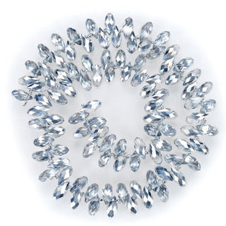 200pcs Creative Club Faceted Teardrop Briolette Crystal Glass Beads, Pendant Drop, Silver Shade, 12x6mm, Hole ID 1mm, CCT2-32