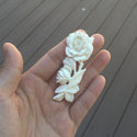 1pc Beautiful Lovely Flower Bouquet Hand Carved White Buffalo Bone Drop Pendant, Symbol of Strength Prosperity Pendant, with Sterling Silver Bail, 2.7 Inch, BP-47
