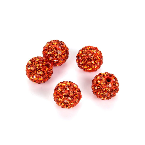 25pcs Adabele Grade A Suncatcher Crystal Rhinestone Pave Polymer Clay Beads, Sun/Orange, Size Selections: 8mm/10mm/12mm