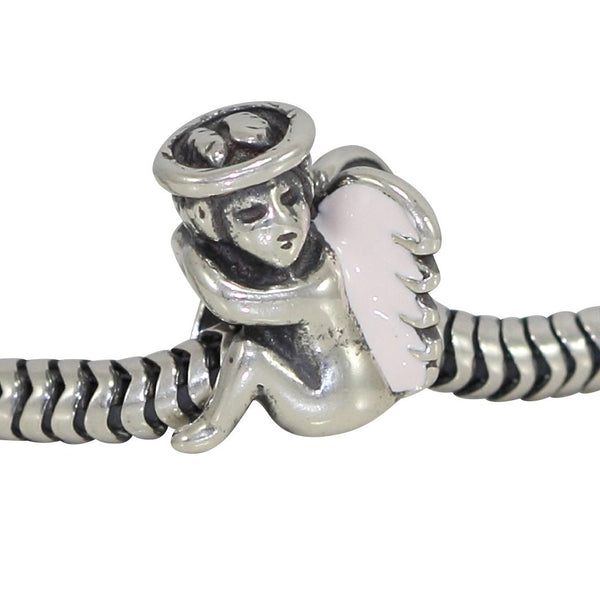 1pc Solid 925 Sterling Silver Winged Angel Bead Charm, Compatible with Pandora All Other Charm Bracelet, EC65