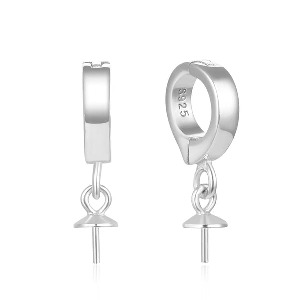 2pcs 925 Sterling Silver Hinged Bails, with Eye Pin Bails, Tarnish Resistant Rhodium Plated, 17mm, SS93-3