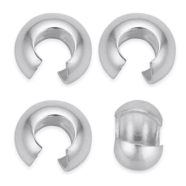 100pcs Tarnish Resistant Crimp Bead Knot Cover, Sterling Silver Plated Brass, Size Selections: 3mm/4mm/5mm/6mm