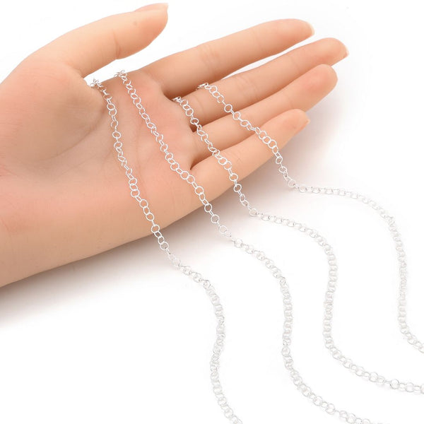 5 Feet 925 Sterling Silver Unfinished Round Cable Chain Links, 3.5mm, SSK-H1