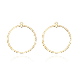 20pcs Brushed Raw Brass Large Round Circle Pendant Drop Connector Link, 2-Hole, 25mm, Unplated/Uncoated, CF-A4